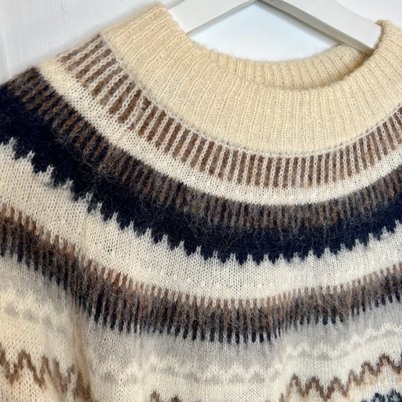 J.Crew Collection Alpaca and Wool Fair Isle Fuzzy Oversized Sweater - L - Picture 11 of 13